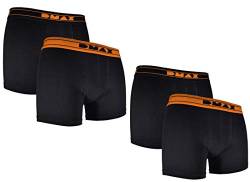 DMAX 2|4|6|12 STK. Herren Boxershorts für echte Kerle, wahlweise in Schwarz oder Grau in Größen von M-XXL (L, 4 Hosen Schwarz/Orange) von DMAX