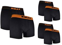 DMAX 2|4|6|12 STK. Herren Boxershorts für echte Kerle, wahlweise in Schwarz oder Grau in Größen von M-XXL (L, 6 Hosen Schwarz/Orange) von DMAX