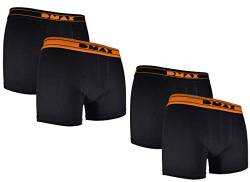 DMAX 2|4|6|12 STK. Herren Boxershorts für echte Kerle, wahlweise in Schwarz oder Grau in Größen von M-XXL (XL, 4 Hosen Schwarz/Orange) von DMAX