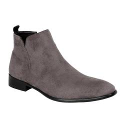 DMGYCK Chelsea Boots Casual Slip On Ankle Waterproof Mens Boots Men's Suede Chelsea Boots (Color : Gray-A, Size : EU 43) von DMGYCK