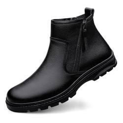 DMGYCK Winter Boots Chelsea Boots Plus Velvet Boots Men Business Leather Casual Shoes Ankle Boots Snow Boots (Color : Black, Size : EU 45) von DMGYCK