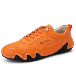 Women Orthopedic Walking Shoes for Women Soft Soled Pure Cowhide Corrective Loafers for Women Walking Boots for Women (Color : Orange, Size : 41 EU) von DMGYCK