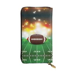 DMORJ American Football Ball On Grass Sport Leder Lange Clutch Geldbörse: 19 x 10 cm Bequem Leicht Wasserdicht Langlebig Schönes Geschenk, Schwarz, Einheitsgröße, Schwarz , Einheitsgröße von DMORJ