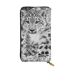 DMORJ Snow Leopard Damen Leder Lange Clutch-Geldbörse -- 7,48 x 4,13 Zoll bequem, leicht, wasserdicht, langlebig, schwarz, Einheitsgröße, Schwarz , Einheitsgröße von DMORJ