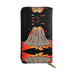 DMORJ Volcano Leder-Clutch, lange Clutch, 19 x 10 cm, bequem, leicht, wasserdicht, langlebig, schönes Geschenk, schwarz, Einheitsgröße, Schwarz, One Size von DMORJ