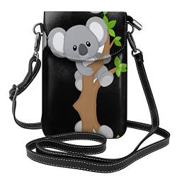 Hugging Tree Koala Handy-Geldbörse: >> Kleine Umhängetasche aus Leder für Damen, Schultergurte, Tasche mit Kreditkartenfächern, 19 x 7,4 cm, Schwarz, Einheitsgröße, Schwarz, Einheitsgröße von DMORJ