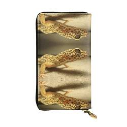 Sand Leopard Gecko Damen Leder Lange Clutch-Geldbörse: >> 19 x 10 cm, bequem, leicht, wasserdicht, langlebig, schwarz, Einheitsgröße, Schwarz , Einheitsgröße von DMORJ