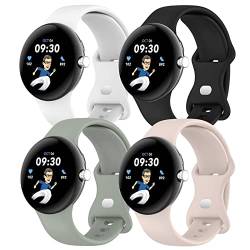 DMVEIMAL 4 x aktive Armbänder für Google Pixel Watch, Sport-Silikonarmband, Correa-Armband, weich, wasserdicht, Ersatzarmband für Damen/Herren, Smartwatch-Zubehör von DMVEIMAL