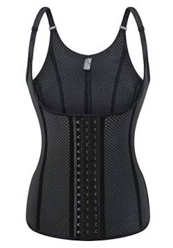 Damen Gummi Fitness Korsetts für Gewichtsverlust Abnehmen Taillentrainer Body Shaper Schultergurte Weste Schwarz2 XS von DMYG