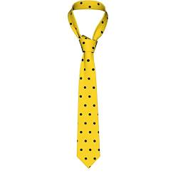DMoys Herren-Krawatten, Herren-Krawatten, Business-Krawatten, Anzug-Krawatte, lässige Hochzeit, formelle Krawatte, schwarze Punkte, gelber Hintergrund von DMoys