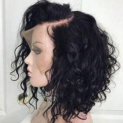 DNARLKBF SUNNYBLUEE Curly Lace Front Human Hair Wigs For Black Women Pre Plucked With Full Frontal Baby Hair Remy Brazilian Hair Wavy Short Bob Wig Natural Color von DNARLKBF