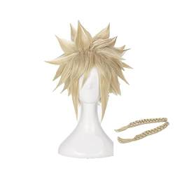DNARLKBF Wig For Final Fantasy Vii 7 Cloud Strife Cosplay Wigs Short Linen Blonde Heat Resistant Synthetic Hair Wig + Wig Cap Wigandtwobraids von DNARLKBF