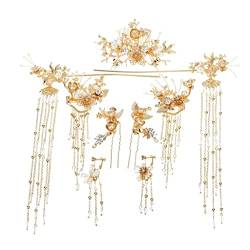 Braut-Kopfschmuck, chinesisches Haar-Set, Drachen- und Phönix-Tiara, Hochzeits-Haarschmuck von DNCG