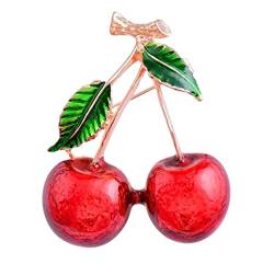 Brooch Pins Lovely Cherry Enamel Brooch for Women Fruits Shaped Brooch Pin Vintage Jewelry Accessories Brooches Fashion (Color : 4.8cm, Size : Rojo) von DNCG