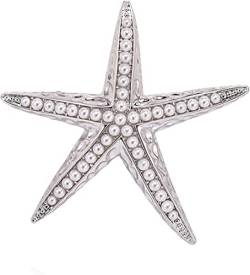 Brooch Pins Starfish Brooches, Man-Made Corsages Scarf Clips for Women Jewelry High-end Female Corsage Brooch Pin Brooches Fashion (Color : Silver, Size : 3.8 * 3.9cm) von DNCG