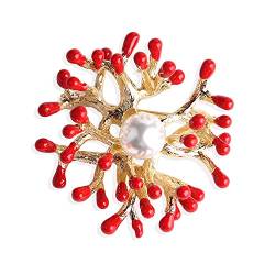 Brooch for Women's Fashion Simple Oil Dripping Enamel Alloy Red Coral Brooch Pin Women's Clothing Pin Accessories von DNCG