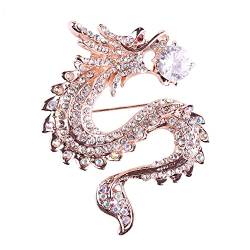Brooch for Women's Vintage Gold Plated Silver Dragon Crystal Brooch Elegant Rhinestone Animal Suit Lapel Brooch Novel Interesting Fashion Jewelry von DNCG