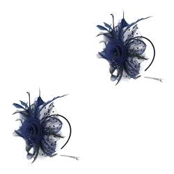 Damen Hüte Turban Stirnband Brautschleier for Hochzeit Tea Party Kopfbedeckung Hochzeitsschleier Fascinator Frauen Haar Fascinator Kopfschmuck for Party Performance Haarband Haarnadel (Color : Navyx2 von DNCG
