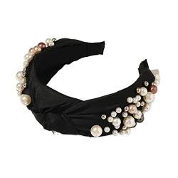 Damen Perlen-Haarband, breites Stirnband, Damen-Haar-Turban, Haar-Accessoires (Color : D, Size : Universal size) von DNCG