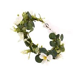 Kranz Braut Stirnband Kopfbedeckung for Frauen Weißes Haarband Hochzeit Strand Haarkranz Blumengirlande Stirnband Blumenhochzeit Girlande Kopfschmuck Blumenkrone Blumenkranz Kopfschmuck von DNCG