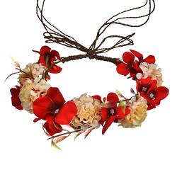 mit Band Mädchen Girlande Kranz Blumenaccessoires Blumen Frauen Band Stirnbänder Zartes Haar Weiblich Urlaub Kopf Brautjungfer Frau Braut Hochzeit Stirnband (Farbe: Wie abgebildet x 3 Stück, Größe: 18 von DNCG