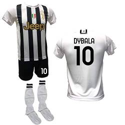 DND DI D'ANDOLFO CIRO Fußballtrikot weiß Home Paulo Dybala la Joya, Shorts mit Nummer 10 bedruckt und zugelassenen Stutzen Replica 2020-2021 Größen für Kinder und Erwachsene von DND DI D'ANDOLFO CIRO