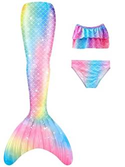DNFUN Mädchen-Mermaid tai-with Bikini-for Swimming,ohne Monoflosse 3 Stück – Meerjungfrauen-Schwimmen kostüme für Kinder,ohne Monoflosse-2 cm1,120 von DNFUN