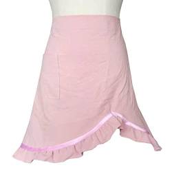 DNLKWGO Baumwolle Taille Schürze Kochen Backen Rüschen Seitenstil Bistro Halbschürze für Frauen Mädchen, rose, One size von DNLKWGO