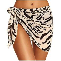 DNLKWGO Damen-Bikini, durchsichtig, kurzer Rock, Strand-Badeanzug, Gelb Zebra, Medium von DNLKWGO