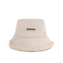 DNLKWGO Damen Winter Kunstfell Bucket Hat Plüsch Fischermütze Warm Hut Tragen auf beiden Seiten, beige, 7 1/8 von DNLKWGO