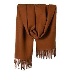 DNLKWGO Einfarbiger Quasten-Schal, warmer Kaschmir-Schal, Unisex, für Damen und Herren, Winterschal, caramel, Einheitsgröße von DNLKWGO