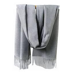 DNLKWGO Einfarbiger Quasten-Schal, warmer Kaschmir-Schal, Unisex, für Damen und Herren, Winterschal, hellgrau, Einheitsgröße von DNLKWGO