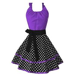 DNLKWGO Stilvolle Spitze Seitenschürze Kleid für Frauen Küche Koch Lätzchen Schürze zum Kochen Backen, violett, Einheitsgröße von DNLKWGO