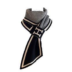 DNLKWGO Stilvoller Strickschal Grobstrick Schal Warm Dicke Wrap Mode Halstuch für Frauen Mädchen, Black02, One size von DNLKWGO