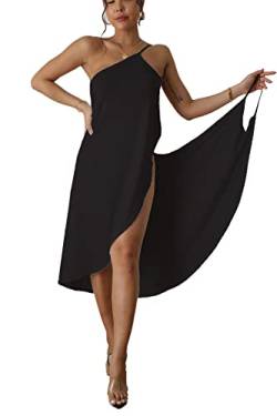 DNLKWGO Strand Cover Up Bademode Strand Badeanzug Strand Coverup Rock Sommer Neckholder Kleid, Schwarz, 4X-Large von DNLKWGO