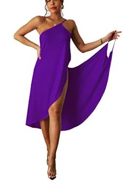 DNLKWGO Strand Cover Up Bademode Strand Badeanzug Strand Coverup Rock Sommer Neckholder Kleid, Violett, 3X-Large von DNLKWGO