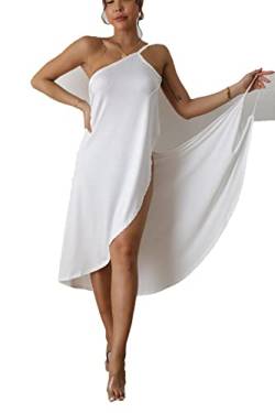 DNLKWGO Strand Cover Up Bademode Strand Badeanzug Strand Coverup Rock Sommer Neckholder Kleid, Weiss/opulenter Garten, S von DNLKWGO