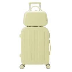 Reisekoffer Einfacher Koffer for Damen, Multifunktionaler Trolley-Koffer, Universalräder, Weiblicher Koffer, Passwortbox-Koffer Trolley (Color : Yellow, Size : A) von DNZOGW