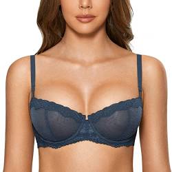 DOBREVA Balconette BH Damen mit Bügel Push Up Dirndl Spitze BHS Sexy Grosse Grössen Ungefüttert Sargasso 70A von DOBREVA