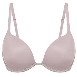 DOBREVA Damen Push Up Bügel BH Tiefer Ausschnitt Plunge Gepolstert T Shirt BHS Seenebel 80A von DOBREVA