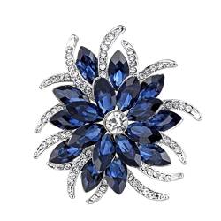 Damen-Broschen, Kristall-Brosche, Anstecknadeln für Damen, blaue Blumen-Brosche, Pflanze, elegantes Abzeichen, Schmuck, Hochzeit, Party, Brosche, Winter-Accessoires, Brosche von DOCOXI