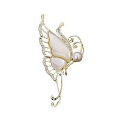Frauen Broschen Exquisite Schmetterling Corsage Weibliche Schmuck Mode Vielseitige Pin Perle Shell Brosche Brosche Pin von DOCOXI