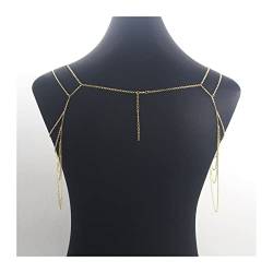 Halskette Schulterkette Goldfarbe Sexy mehrschichtiger Metallquasten-Körperschmuck Geeignet für die meisten Frauen zum Tragen einer Bauch-Taillenkette von DOCOXI