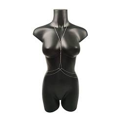 Körperkette Damen-Körperkette – Brustkette, sexy Bikini, personalisierte Körperkleidung für Frauen, Pailletten-Kreuzkette, Bauch, weiblicher Body-Schmuck, Körperschmuck (Metallfarbe: D4-1) (D4) von DOCOXI