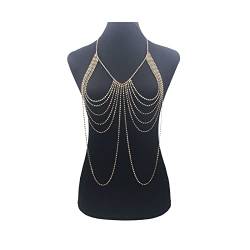 Körperkette Luxus Kristall Strass Quaste Lange Körperkette Harness Slave Halskette Strand Schmuck Kette für Frauen Körperschmuck von DOCOXI