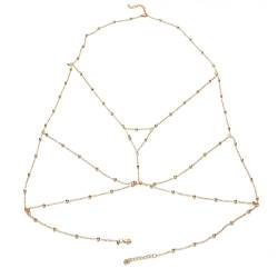 Körperketten, Körperschmuck, sexy Brustkette, Bikini-Bauchketten für Frauen, Kreuz-Taillenketten, weiblicher Körper, Mode, Strand, schlicht (Silber) (Gold) von DOCOXI