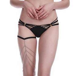 Körperketten, mehrlagige Oberschenkelkette, Punk-Bein-Oberschenkelkette, Frau, sexy Strand-Bikini-Körperkette, Beinkette, Schmuck, Körperkette für Frauen (versilbert) von DOCOXI