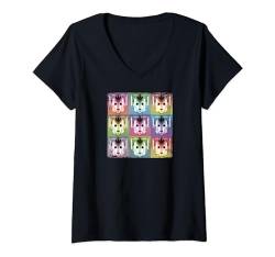 Damen Doctor Who Pop-Art Cybermen Science-Fiction-Fan im Retro-Stil mit kybernetischem Gesicht T-Shirt mit V-Ausschnitt von DOCTOR WHO