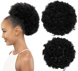 Afro-Puff Kinky Curly Drawstring Pferdeschwanz Bun Synthetic Hair for African American Hochsteckfrisuren Hair Extension with 2 Clips in Bun Pferdeschwanz Extensions X-Large Size von DODOING