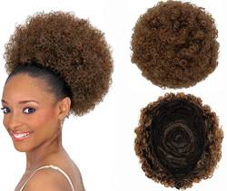 Afro-Puff Tunnelzug Pferdeschwanz Synthetisch Kurz Afro Kinkys Curly Afro Bun Extension Haarteile Hochsteckfrisur Haarverlängerung mit zwei Clips Dutt-Pferdeschwanz Extensions X-Large Größe von DODOING